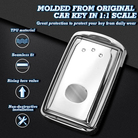 Silver Soft TPU Full Protect Remote Smart Key Fob Cover For Mazda 3 2019-2025