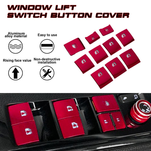 Sporty Red Aluminum Alloy Window Switch Cover Trim For Toyota Camry 2018-2022