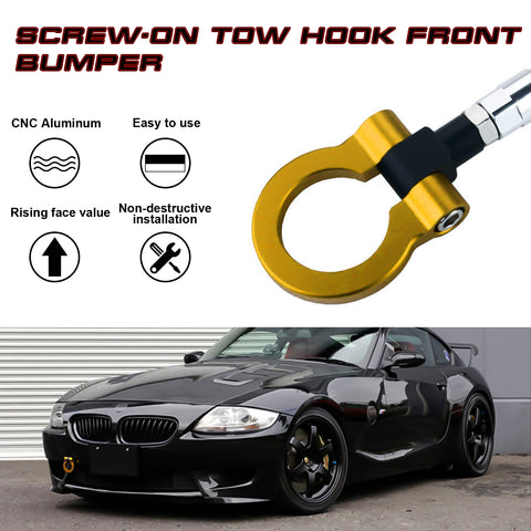 Gold CNC Euro Racing Style Tow Hook For BMW 1 3 5 Series X5 X6 Mini Cooper R55