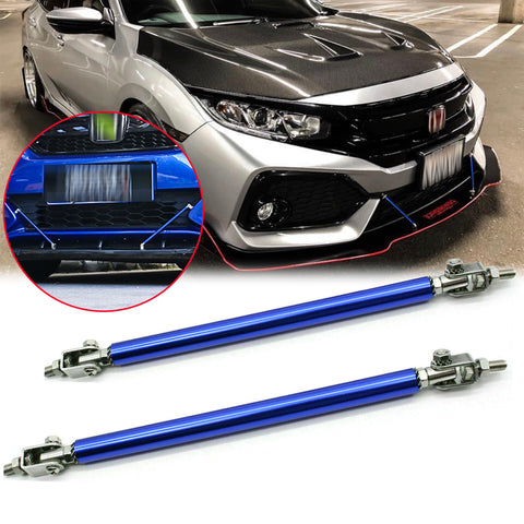 Adjustable 6"-9" / 8"-11" / 10"-13" Front Bumper Lip Splitter Diffuser Strut Rod Tie Bars Fit Most Vehicles, Black / Red / Blue / Silver