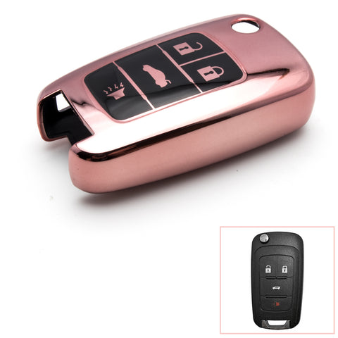 Red / Rose Gold Soft TPU Full Protection Remote Key Fob Case Cover for Chevrolet Cruze Malibu 4-button Flip Key