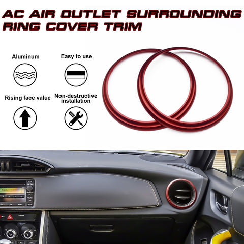 2x Red Aluminum AC Air Outlet Cover Trim For Subaru BRZ Toyota 86 Scion FR-S