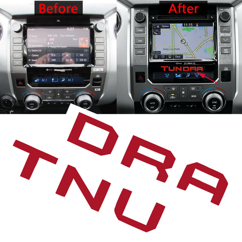 Red / White Dashboard Radio Letter Insert Overlay Vinyl Decal Sticker for Toyota Tundra 2014-2019