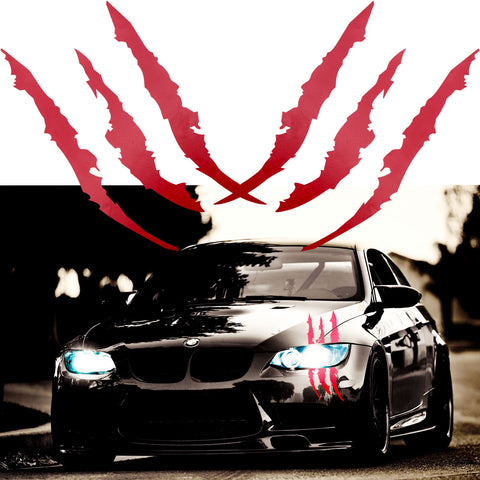 12 inch Vinyl Headlight Taillight Claw Scar Scratch Decal Monster Stripe Decor Sticker Black/ Green/ Red/ Silver
