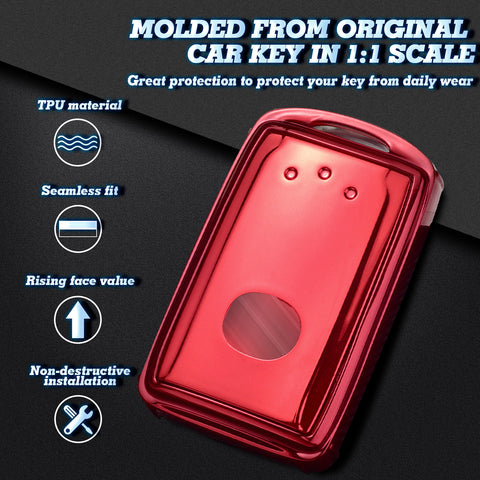 Red Soft TPU Full Protect Remote Smart Key Fob Cover Case For Mazda 3 2019-2025