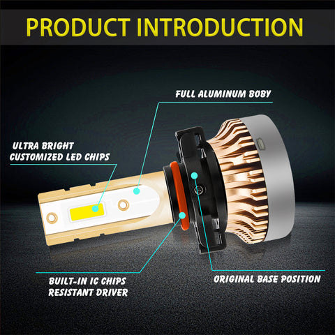 H16 5202 PSX24W LED Fog Driving Light Bulb with Super Bright COB LED Chips Replace for Daytime Running Light DRL Fog Light Lamp Bulbs, 3000K Golden Yellow