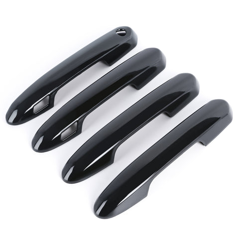 Side Door Handle Cover Trim w/ Keyless Hole Compatible with Toyota Rav4 2019-2024 Highlander 2020-up, Gloss Black (4pcs)