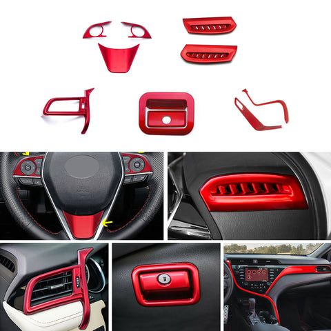 Red Console AC Air Vent Steering Wheel Glove Box Overlay Trim For Camry 2018-24
