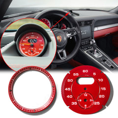 Guard Red / Racing Yellow Dial Gauge Face Cover Trim Sporty Chrono Decorative Overlay for Porsche Macan Boxster Cayman 991