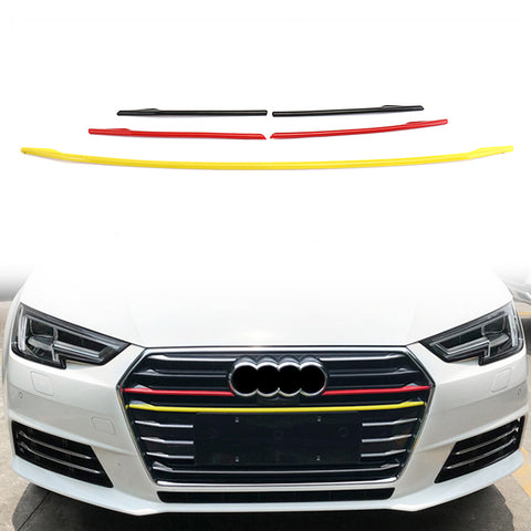 5pcs Germany Flag Style Front Kidney Grille Grill Insert Strip Trim Cover for Audi A4 2017-2018 2019