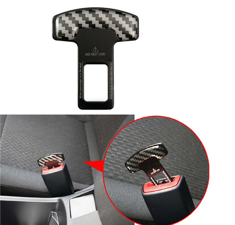 Universal Carbon Fiber Car Safety Seat Belt Buckle Alarm Stopper Clip Clamp