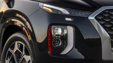 2Pcs Exterior Front Fog Light Driving Lamp ABS Molding Cover Trim For Hyundai Palisade 2020-2022, Red