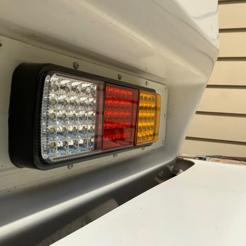 2Pcs 12V Rectangular Rear Tail Light Bar Waterproof Turn Signal Indicatior Stop Brake Reverse Running Taillight Universal For Vehicle Truck Trailer Boat Van RV (75LED, Red/White/Amber )