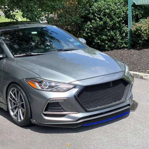 Front Bumper Lip Chin Spoiler Splitter Diffuser Protector Body Kit Compatible with Honda Accord Civic or Volkswagen MK5 MK6 MK7 or Kia Optima or Mitsubishi Lancer, Carbon Black w/Blue 4pcs