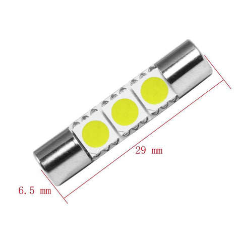 10x 29mm 6641F Super Bright White 1.15" 3-SMD LED Festoon Bulbs For Vanity Mirror Lights