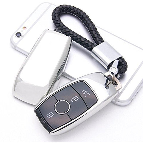 Blue \ Black \ Gold \ Red \ Silver \ Rose Gold Chrome Finish TPU Key Fob Protective Cover Case For Mercedes-Benz 2017 2018 E-Class Sedan E300 E400 E43 AMG etc