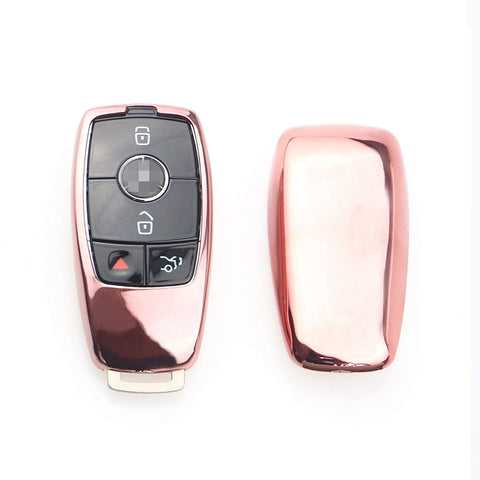 Blue \ Black \ Gold \ Red \ Silver \ Rose Gold Chrome Finish TPU Key Fob Protective Cover Case For Mercedes-Benz 2017 2018 E-Class Sedan E300 E400 E43 AMG etc