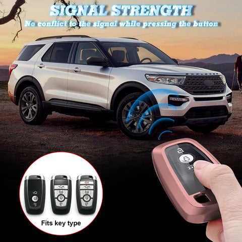 Pink TPU Full Protect Remote Smart Key Fob Cover For Ford Mustang F-150 F-250