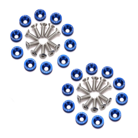 20Pcs CNC Billet Aluminum Engine Bolt Bay Screw Washer Dress Up Kit (Blue)