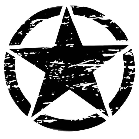 For Jeep Front Hood Sticker - Black/ White/ Yellow Army Military Star Vinyl Graphic Decal for Car Body Trunk Side Fender Door Bumper