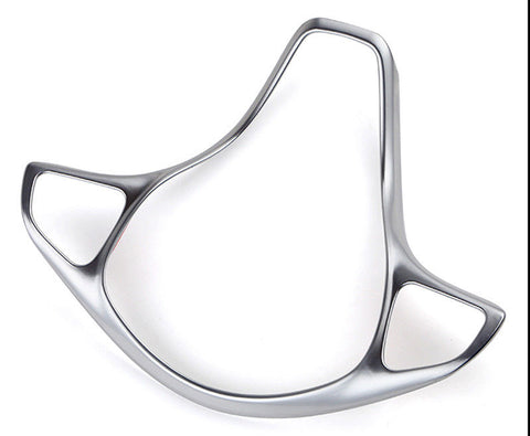 Xotic Tech Carbon Fiber Pattern/ Silver Chrome Steering Wheel Panel Cover Sticker for Mercedes Benz C E GLC 2014- 2017