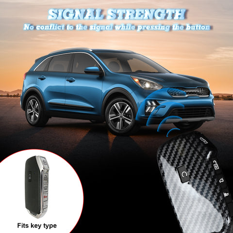 5-Button Carbon Fiber Look Full Protect Remote Key Fob Cover For Kia Niro 2018+