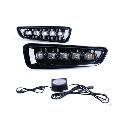 2pcs High Power Dual Color White Amber 5-LED Switchback Fog Lights for Ford F-150 Raptor 2017-2018
