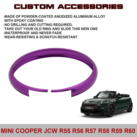 Purple Aluminum Remote Control Key Ring Rim Surrounding For Mini Cooper JCW R55 R56