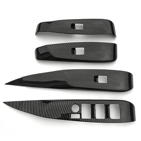 4pcs Carbon Fiber Pattern / Red ABS Car Door Window Lock Panel Switch Bezel Cover Driver Passenger Side for Toyota Camry 2018-2024