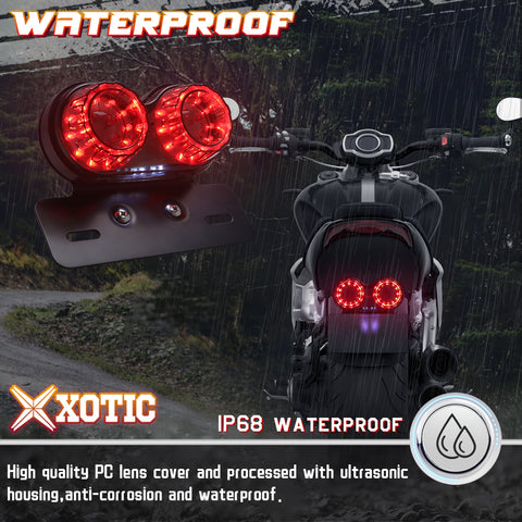 Motorcycle 40-LEDs Smoke Lens Integrated Dual Tail Light Running Lamp Brake Stop & Turn Signal License Plate Lamp w/ License Plate Bracket