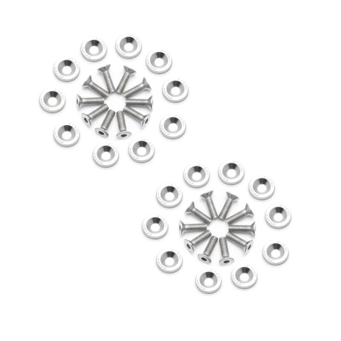20Pcs CNC Billet Aluminum Engine Bolt Bay Screw Washer Dress Up Kit (Silver)