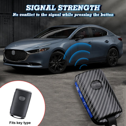 Carbon Fiber Texture Full Protect Remote Key Fob Cover For Mazda CX-9 2020-23