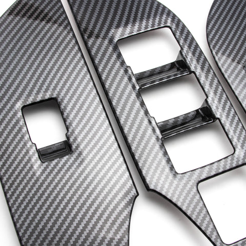4pcs Door Window Lock Panel Switch Bezel Cover Driver Passenger Side for Toyota RAV4 2019-2024, Carbon Fiber Pattern Window Lift Switch Panel Cover Trim