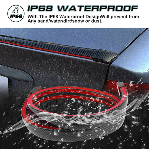 Carbon Fiber PU Rear Roof Trunk Tail Spoiler Wing Lip Tail Signal Brake Light Universal