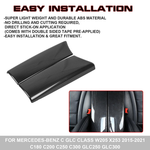 Inner Armrest Storage Box Cover Trim Center Console Protector Cap, Carbon Fiber Pattern, Compatible with Mercedes Benz C Class W205 2015-2021, GLC Class W253 2016-2021