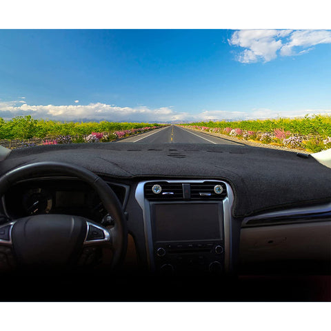 Center Console Dashboard Mat Pre-Cut Non-Slip Sunshield Sun Glare Protector Dash Carpet Pad Black Cover Compatible with Ford Fusion 2014-2019