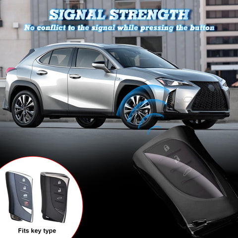 Black TPU Full Protect Remote Control Key Fob Cover For Lexus ES350 2018-2022