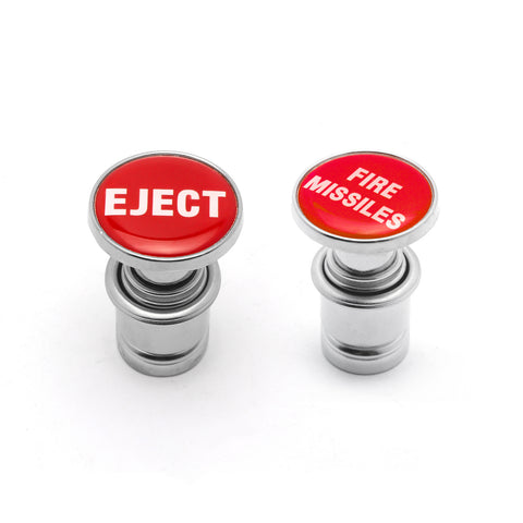 Auto Trim EJECT + FIRE MISSILES Glossy Red Cigarette Lighter Plug Cover Buttons