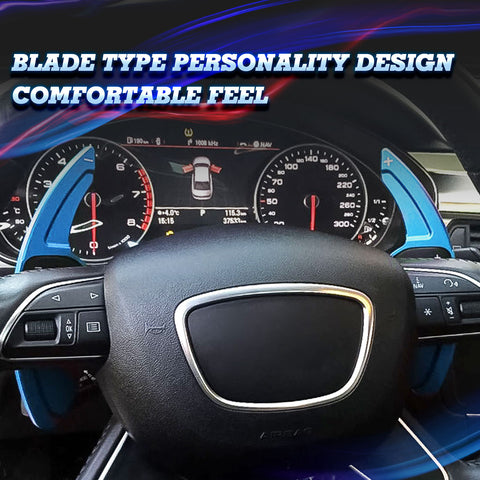 Steering Wheel Paddle Shifter Cover Trim, CNC Aluminum Alloy, Compatible With Audi A3 A4 A5 A6 A7 A8 S3 S4 S5 S6 S7 S8 RS3 RS6 Q3 Q5 SQ5 Q7 (Blue)