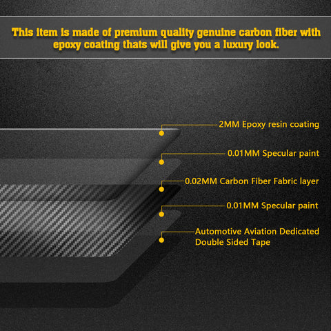 Real Carbon Fiber 3-Color Bar Gear Shift Panel Decals For Ford Mustang 2015-up
