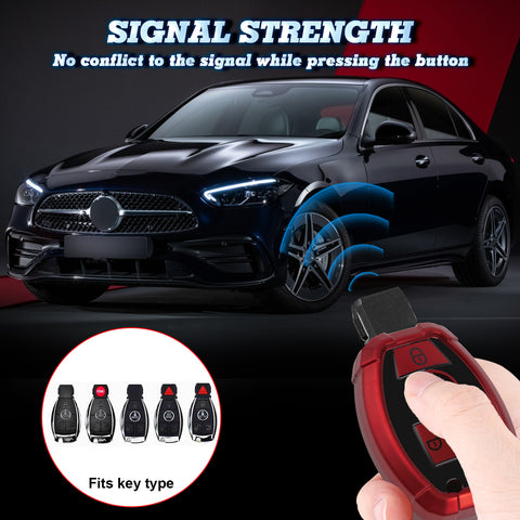 Full Covered Armor Red TPU Remote Fob Key Cover Shell For Mercedes B C E G SLK