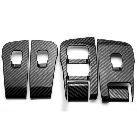 6pcs Real Carbon Fiber Inner Door Handle Bowl Frame Trim Window Switch Panel Cover Decor for Tesla Model 3 2017-2021