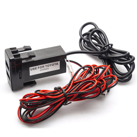 Dual USB Car Charger Socket with Audio Input Port for Toyota FJ Cruiser Highlander Tacoma 4Runner Camry RAV4 Tundra - High Speed USB Charging for iPhone iPad Samsung Digital Camera