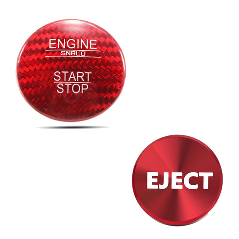 Set Red Carbon Engine Start + Cigarette Lighter Eject Button Trim For Mercedes B C E S G CL SL ML GL CLA CLS GLA GLC GLK GLE GLS Class W176 W246 W205 X253 X156 C117