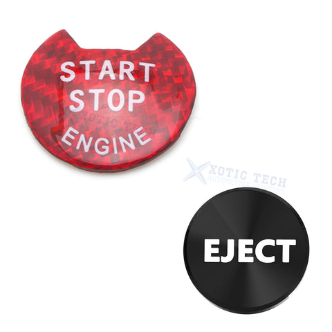 Carbon Fiber Engine + Black Cigarette Eject Button Trim For Nissan Infiniti Q50