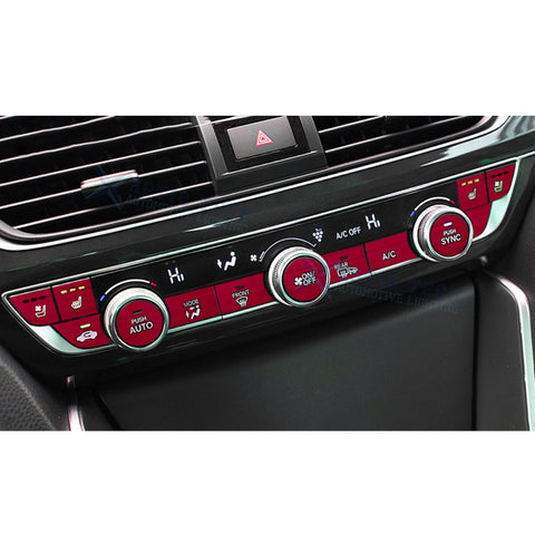 13Pcs Red Aluminum Center Dashboard Switch Cover Trim For Honda Accord 2018-2021