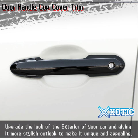 Side Door Handle Cover Trim w/ Keyless Hole Compatible with Toyota Rav4 2019-2024 Highlander 2020-up, Gloss Black (4pcs)