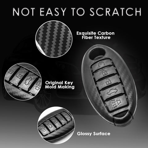 Matte Carbon Fiber Texture Key Shell Cover for Infiniti Q50 Q60 Q70 G37, Key Fob Case Fit Nissan 370Z GT-R Altima Rogue Sentra 5-button Ke