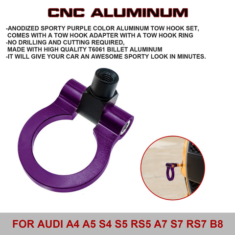Set Anodized Alloy Purple Track Racing Style Tow Hook For Audi A4/S4 B8 2008-2019