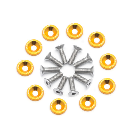 Blue / Black / Red / Gold / Purple / Silver Fender Bumper Washer Bolt, CNC Finishing Washer Engine Bay Screw Dress Up Fastener Kit